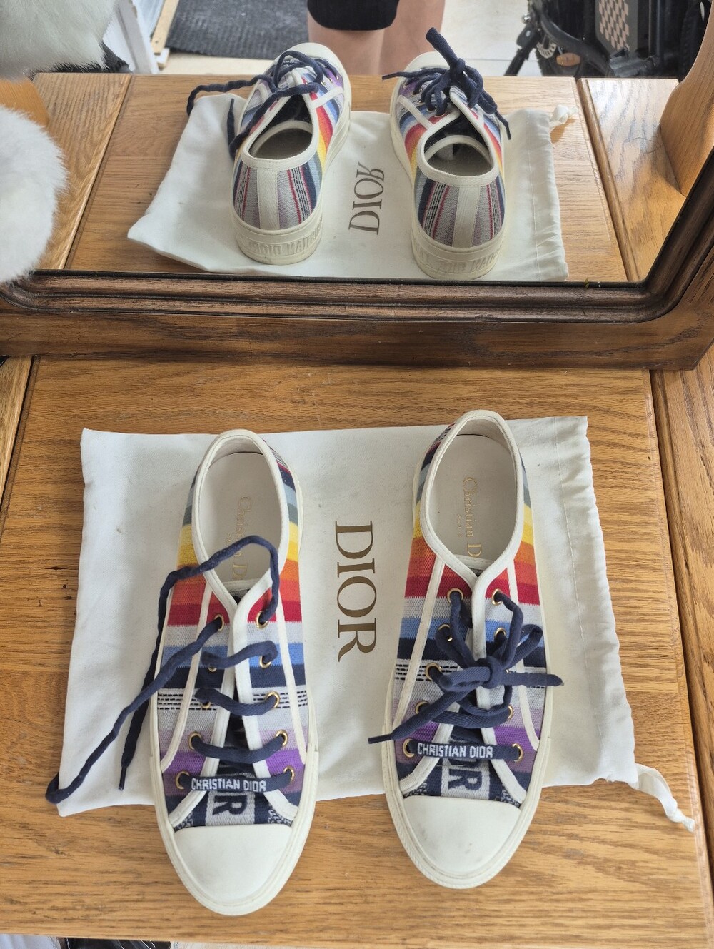 Christian Dior Walk'n'Dior Rainbow Striped Canvas Sneakers 38 US 7.5 - Picture 4 of 9